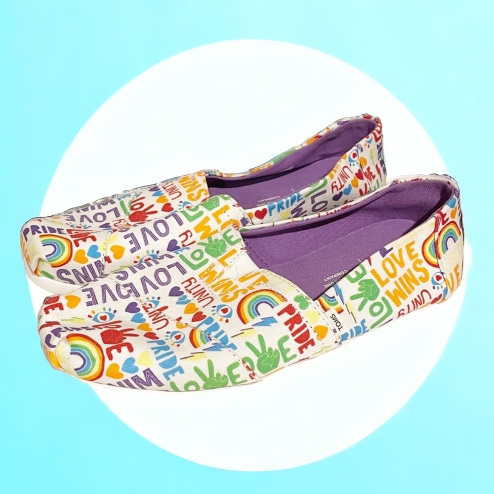 Toms‎ Size 5.5 Pride Alpargata Unity White Multi Womens Slip On Shoes